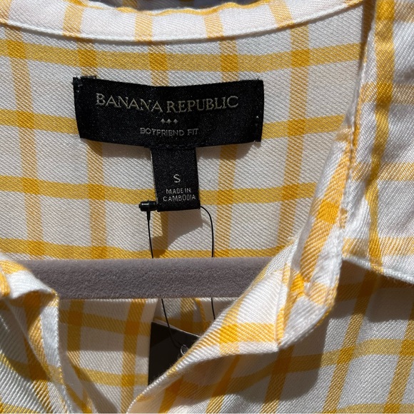 Banana Republic yellow plaid button down shirt size small - Picture 6 of 17